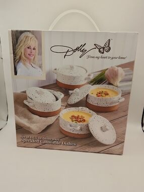 Dolly Parton Set of 4 6.5oz Speckled Casserole Dishes New In The Box